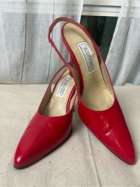 Sergio Zelcer Red Pointed Slingback Heels